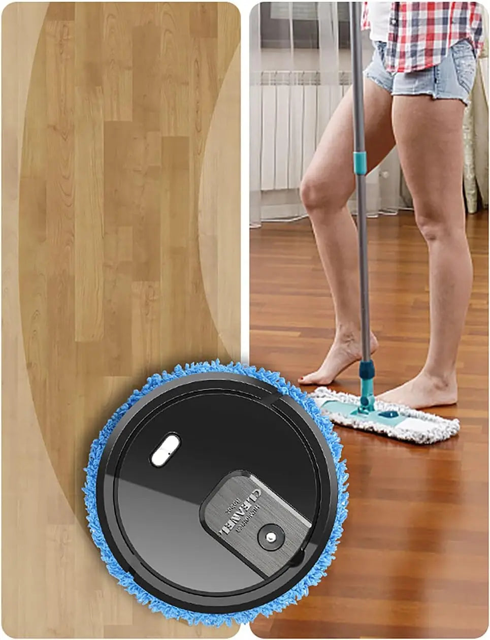 NEWEST  Intelligent Mop Robot-2in1 Wet and Dry Robot for Wooden and Tile Floors, Quiet (60 dB) 30 Minutes Operating Time USB Charger