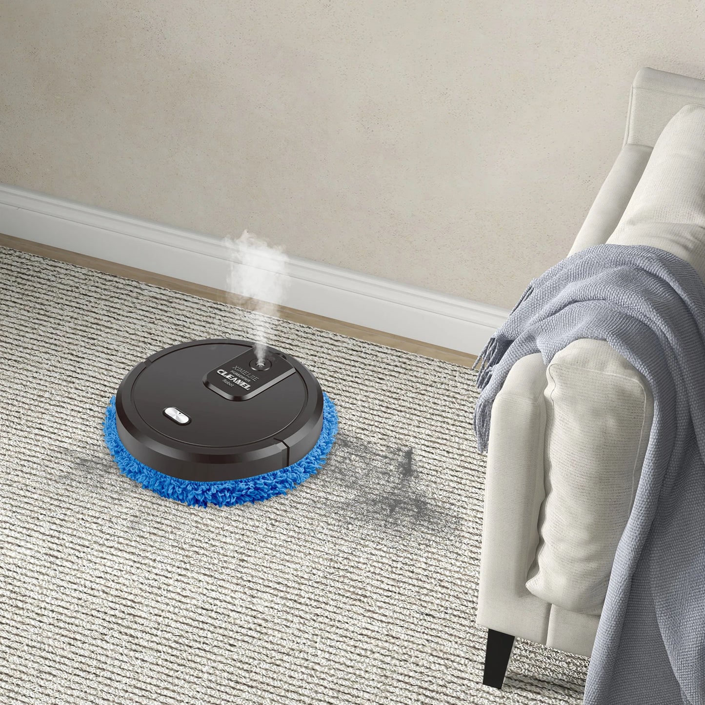 NEWEST  Intelligent Mop Robot-2in1 Wet and Dry Robot for Wooden and Tile Floors, Quiet (60 dB) 30 Minutes Operating Time USB Charger