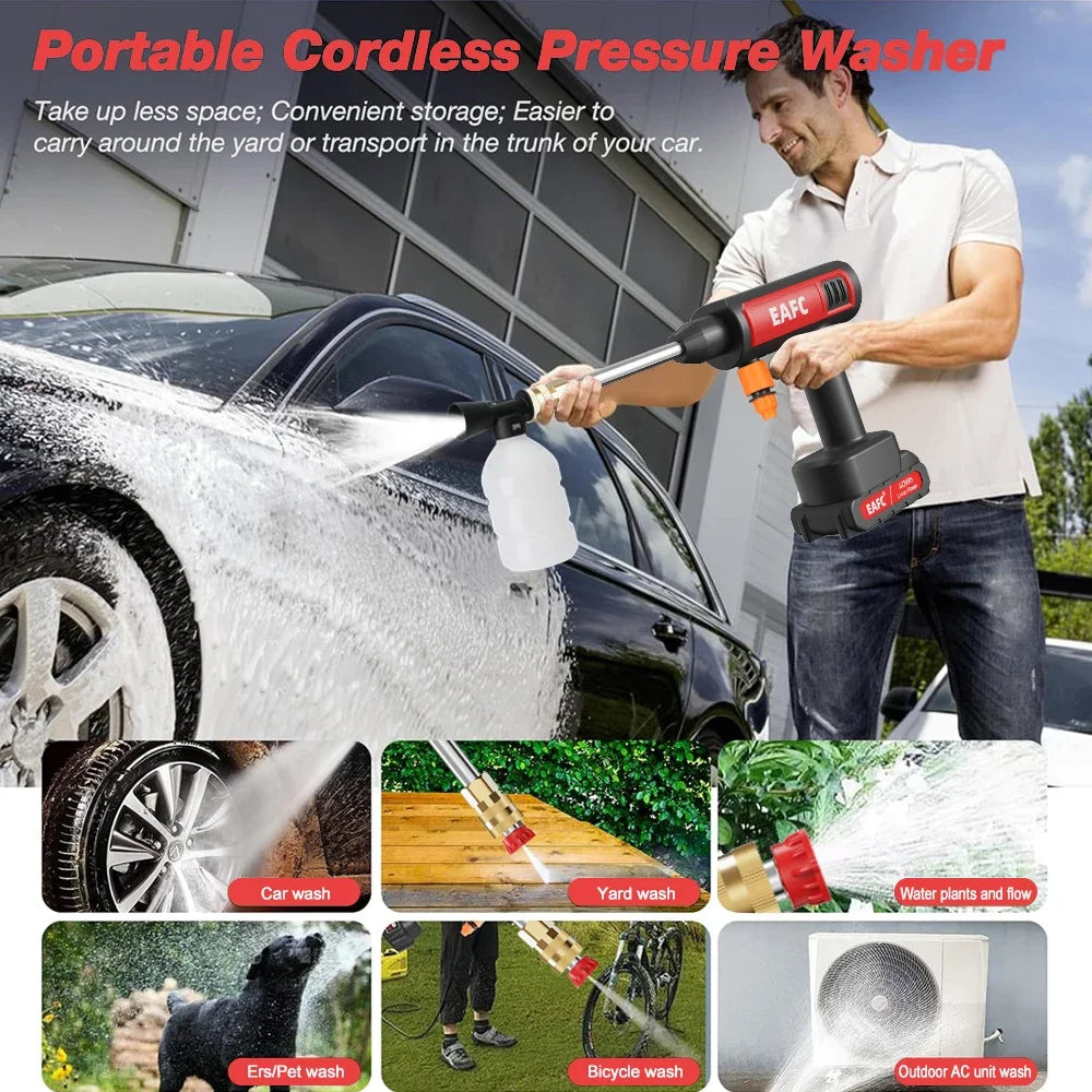Cordless 60Bar Electric High Pressure Car Wash Gun Washer Supplies Foam Generator Spray Cleaner Car Wash Cleaning Machine